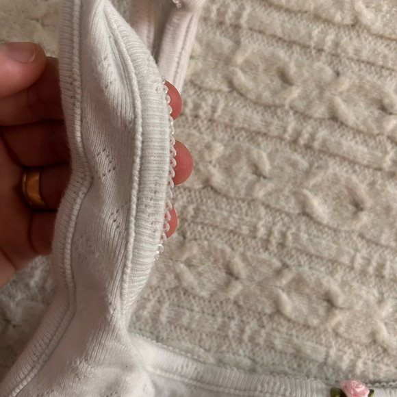 White Pointelle Tank Top - Picture 5 of 7